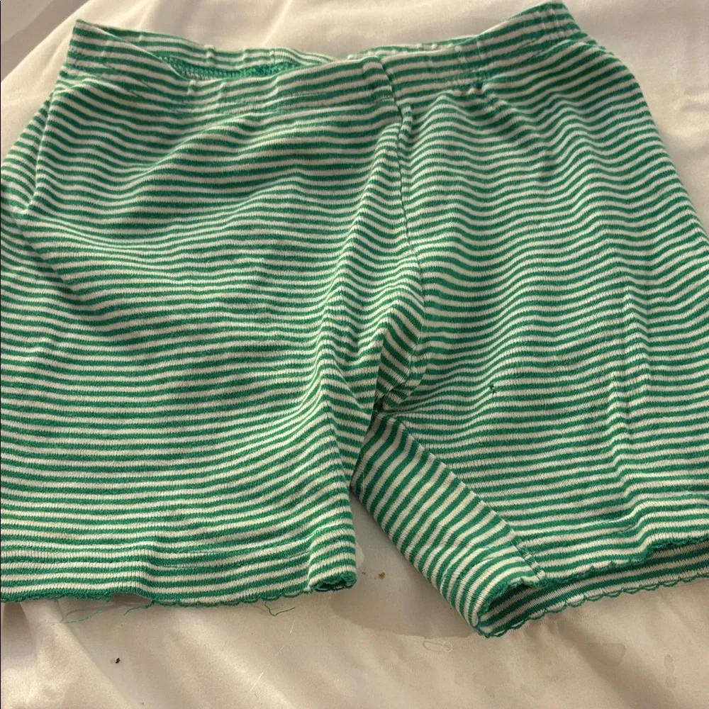 Carter's Green and White Striped Toddler sleep Shorts 4T